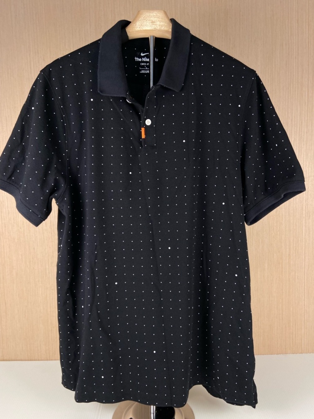 Nike Dri-FIT Polo Shirt Black Micro Dot Golf Athletic Mens Large